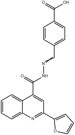 (E)-4-((2-(2-(furan-2-yl)quinoline-4-carbonyl)hydrazono)methyl)benzoic acid 化学構造式