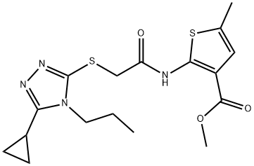 methyl 2-(2-((5-cyclopropyl-4-propyl-4H-1,2,4-triazol-3-yl)thio)acetamido)-5-methylthiophene-3-carboxylate Structure