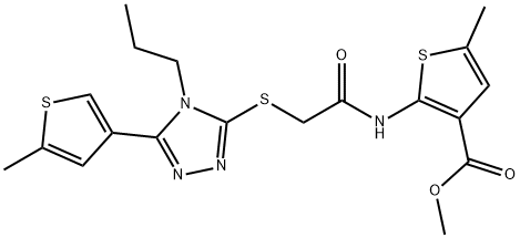 methyl 5-methyl-2-(2-((5-(5-methylthiophen-3-yl)-4-propyl-4H-1,2,4-triazol-3-yl)thio)acetamido)thiophene-3-carboxylate Structure