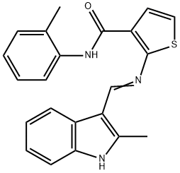 (E)-2-(((2-methyl-1H-indol-3-yl)methylene)amino)-N-(o-tolyl)thiophene-3-carboxamide Structure