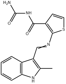 (E)-N-carbamoyl-2-(((2-methyl-1H-indol-3-yl)methylene)amino)thiophene-3-carboxamide Structure