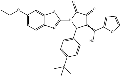 (E)-5-(4-(tert-butyl)phenyl)-1-(6-ethoxybenzo[d]thiazol-2-yl)-4-(furan-2-yl(hydroxy)methylene)pyrrolidine-2,3-dione Struktur