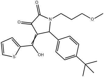 (E)-5-(4-(tert-butyl)phenyl)-4-(hydroxy(thiophen-2-yl)methylene)-1-(3-methoxypropyl)pyrrolidine-2,3-dione Structure