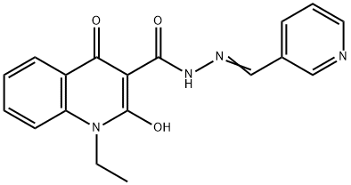(E)-1-ethyl-2-hydroxy-4-oxo-N'-(pyridin-3-ylmethylene)-1,4-dihydroquinoline-3-carbohydrazide Structure