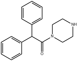 2,2-ジフェニル-1-ピペラジン-1-イル-エタノン 化学構造式