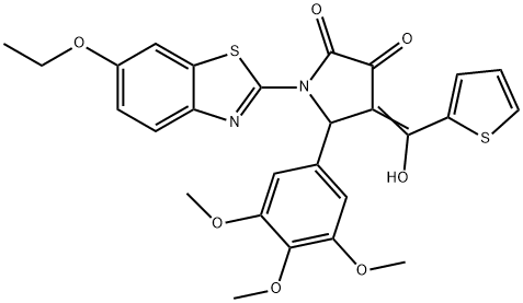 (E)-1-(6-ethoxybenzo[d]thiazol-2-yl)-4-(hydroxy(thiophen-2-yl)methylene)-5-(3,4,5-trimethoxyphenyl)pyrrolidine-2,3-dione Structure