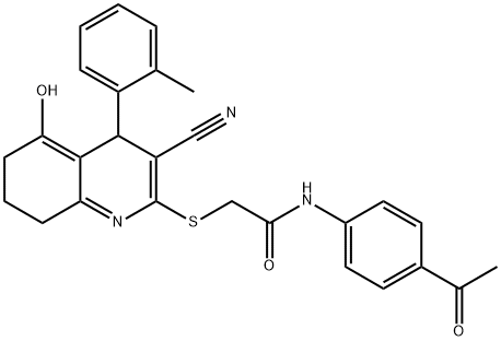 672265-44-0 N-(4-acetylphenyl)-2-((3-cyano-5-hydroxy-4-(o-tolyl)-4,6,7,8-tetrahydroquinolin-2-yl)thio)acetamide