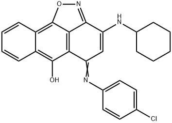 (E)-5-((4-chlorophenyl)imino)-3-(cyclohexylamino)-5H-anthra[1,9-cd]isoxazol-6-ol|