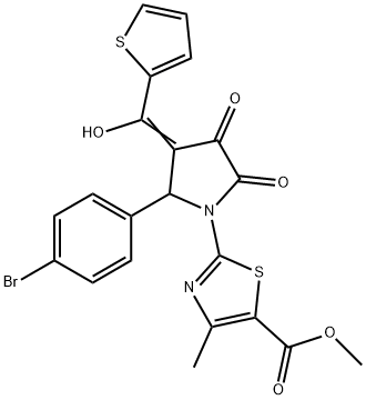 (E)-methyl 2-(2-(4-bromophenyl)-3-(hydroxy(thiophen-2-yl)methylene)-4,5-dioxopyrrolidin-1-yl)-4-methylthiazole-5-carboxylate,672271-04-4,结构式