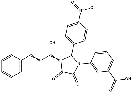 3-((Z)-3-((Z)-1-hydroxy-3-phenylallylidene)-2-(4-nitrophenyl)-4,5-dioxopyrrolidin-1-yl)benzoic acid Structure