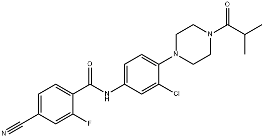 N-{3-chloro-4-[4-(2-methylpropanoyl)piperazin-1-yl]phenyl}-4-cyano-2-fluorobenzamide 结构式