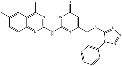2-[(4,6-dimethylquinazolin-2-yl)amino]-6-{[(1-phenyl-1H-tetrazol-5-yl)sulfanyl]methyl}pyrimidin-4(1H)-one,674330-67-7,结构式