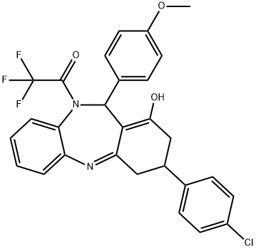 1-[3-(4-chlorophenyl)-1-hydroxy-11-(4-methoxyphenyl)-2,3,4,11-tetrahydro-10H-dibenzo[b,e][1,4]diazepin-10-yl]-2,2,2-trifluoroethanone Structure