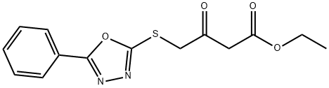 ethyl 3-oxo-4-((5-phenyl-1,3,4-oxadiazol-2-yl)thio)butanoate 化学構造式