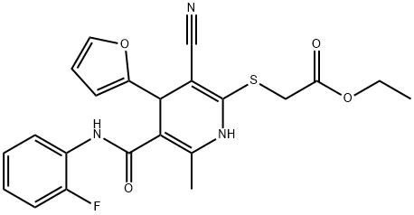 ethyl ({3-cyano-5-[(2-fluorophenyl)carbamoyl]-4-(furan-2-yl)-6-methyl-1,4-dihydropyridin-2-yl}sulfanyl)acetate,693237-26-2,结构式