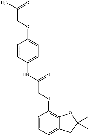 N-[4-(2-amino-2-oxoethoxy)phenyl]-2-[(2,2-dimethyl-2,3-dihydro-1-benzofuran-7-yl)oxy]acetamide 化学構造式
