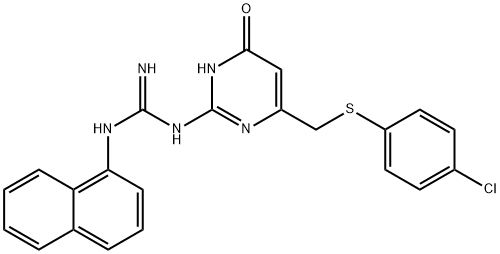 1-(6-{[(4-chlorophenyl)sulfanyl]methyl}-4-oxo-1,4-dihydropyrimidin-2-yl)-3-naphthalen-1-ylguanidine Structure