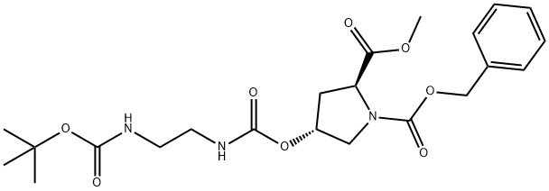 1,2-Pyrrolidinedicarboxylic acid, 4-[[[[2-[[(1,1-dimethylethoxy)carbonyl]amino]ethyl]amino]carbonyl]oxy]-, 2-methyl 1-(phenylmethyl) ester, (2S,4R)- Structure