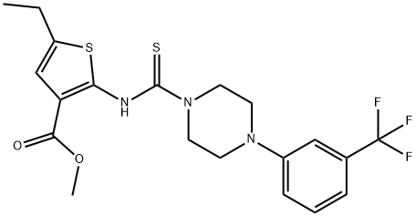 methyl 5-ethyl-2-(4-(3-(trifluoromethyl)phenyl)piperazine-1-carbothioamido)thiophene-3-carboxylate,701946-67-0,结构式