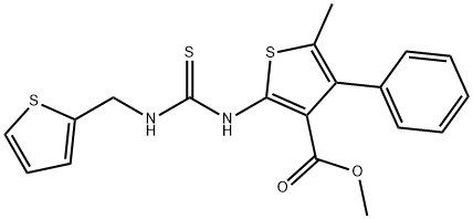 methyl 5-methyl-4-phenyl-2-(3-(thiophen-2-ylmethyl)thioureido)thiophene-3-carboxylate Structure