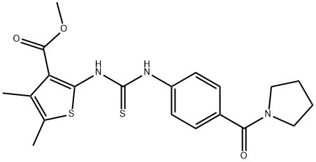 methyl 4,5-dimethyl-2-(3-(4-(pyrrolidine-1-carbonyl)phenyl)thioureido)thiophene-3-carboxylate Structure