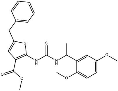 methyl 5-benzyl-2-(3-(1-(2,5-dimethoxyphenyl)ethyl)thioureido)thiophene-3-carboxylate Structure