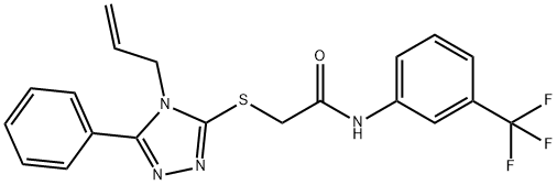 2-{[5-phenyl-4-(prop-2-en-1-yl)-4H-1,2,4-triazol-3-yl]sulfanyl}-N-[3-(trifluoromethyl)phenyl]acetamide 化学構造式