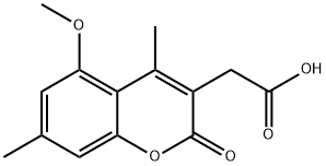 2-(5-methoxy-4,7-dimethyl-2-oxo-2H-chromen-3-yl)acetic acid Struktur