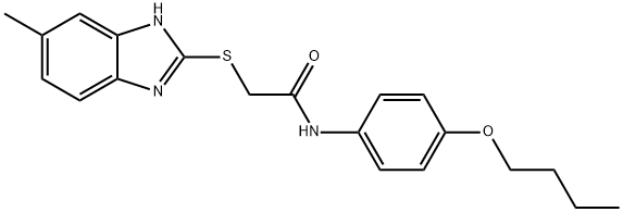 N-(4-butoxyphenyl)-2-[(5-methyl-1H-benzimidazol-2-yl)sulfanyl]acetamide 化学構造式