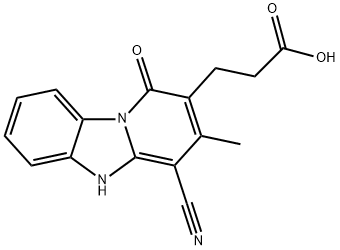 3-(4-cyano-3-methyl-1-oxo-1,5-dihydrobenzo[4,5]imidazo[1,2-a]pyridin-2-yl)propanoic acid Struktur
