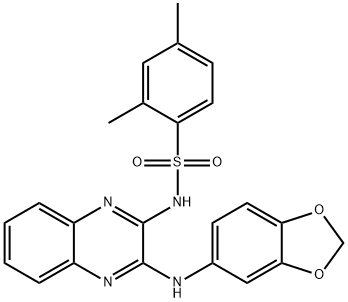 N-[3-(1,3-benzodioxol-5-ylamino)quinoxalin-2-yl]-2,4-dimethylbenzenesulfonamide,714239-09-5,结构式