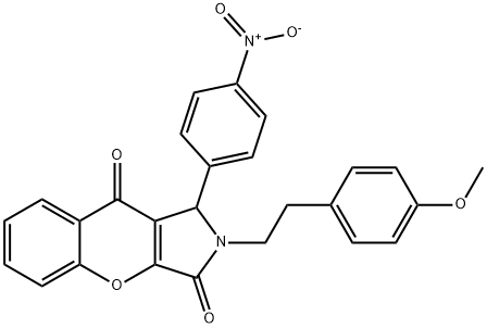 2-[2-(4-methoxyphenyl)ethyl]-1-(4-nitrophenyl)-1,2-dihydrochromeno[2,3-c]pyrrole-3,9-dione Struktur