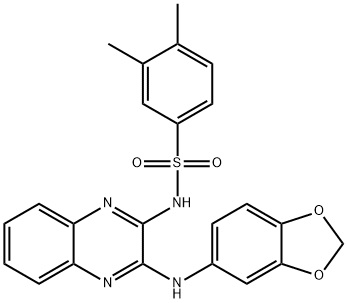 N-[3-(1,3-benzodioxol-5-ylamino)-2-quinoxalinyl]-3,4-dimethylbenzenesulfonamide Struktur