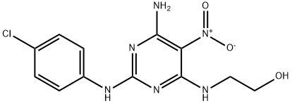 2-({6-amino-2-[(4-chlorophenyl)amino]-5-nitropyrimidin-4-yl}amino)ethanol Struktur