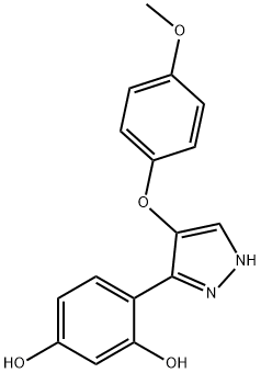 4-[4-(4-methoxyphenoxy)-1H-pyrazol-3-yl]benzene-1,3-diol Struktur