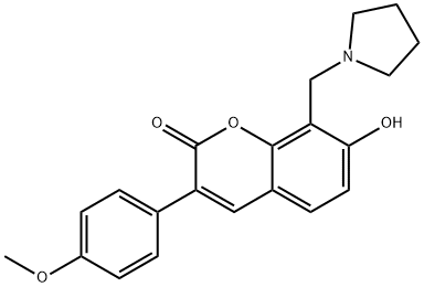 7-hydroxy-3-(4-methoxyphenyl)-8-(pyrrolidin-1-ylmethyl)-2H-chromen-2-one Structure