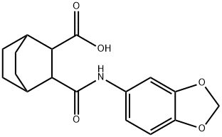 3-(benzo[d][1,3]dioxol-5-ylcarbamoyl)bicyclo[2.2.2]octane-2-carboxylic acid Struktur