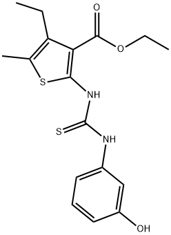 ethyl 4-ethyl-2-(3-(3-hydroxyphenyl)thioureido)-5-methylthiophene-3-carboxylate 化学構造式