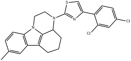 4-(2,4-dichlorophenyl)-2-(8-methyl-3a,4,5,6-tetrahydro-1H-pyrazino[3,2,1-jk]carbazol-3(2H)-yl)thiazole Struktur