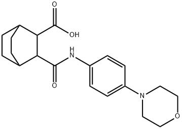 3-((4-morpholinophenyl)carbamoyl)bicyclo[2.2.2]octane-2-carboxylic acid 化学構造式