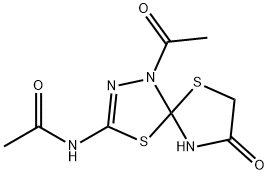 N-(1-acetyl-8-oxo-4,6-dithia-1,2,9-triazaspiro[4.4]non-2-en-3-yl)acetamide Structure