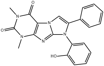 2-(1,3-dimethyl-2,4-dioxo-7-phenyl-1,2,3,4-tetrahydro-8H-imidazo[2,1-f]purin-9-ium-8-yl)phenolate 结构式