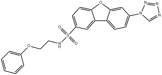 N-(2-phenoxyethyl)-7-(1H-tetrazol-1-yl)dibenzo[b,d]furan-2-sulfonamide 结构式