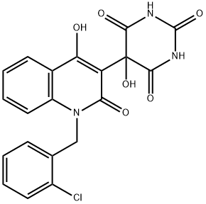 5-[1-(2-chlorobenzyl)-4-hydroxy-2-oxo-1,2-dihydroquinolin-3-yl]-5-hydroxypyrimidine-2,4,6(1H,3H,5H)-trione Struktur