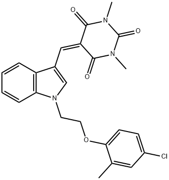 5-({1-[2-(4-chloro-2-methylphenoxy)ethyl]-1H-indol-3-yl}methylidene)-1,3-dimethylpyrimidine-2,4,6(1H,3H,5H)-trione Structure