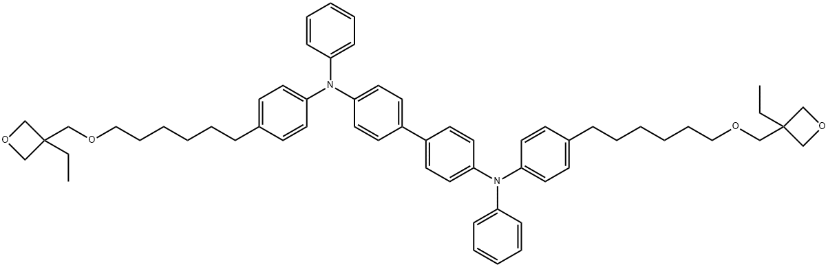 N4,N4'-bis(4-(6-((3-ethyloxetan-3-yl)methoxy)hexyl)phenyl)-N4,N4'-diphenyl-[1,1'-biphenyl]-4,4'-diamine,746634-00-4,结构式