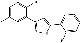 2-[5-(2-fluorophenyl)-1H-pyrazol-3-yl]-4-methylphenol Struktur