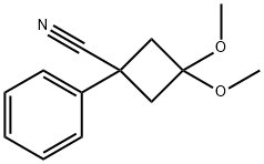 3,3-dimethoxy-1-phenyl-Cyclobutanecarbonitrile 化学構造式