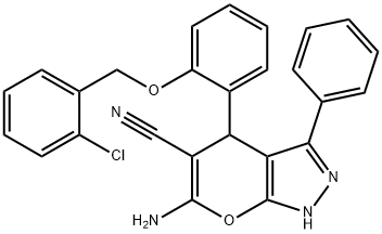 6-amino-4-{2-[(2-chlorobenzyl)oxy]phenyl}-3-phenyl-1,4-dihydropyrano[2,3-c]pyrazole-5-carbonitrile|