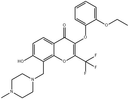 3-(2-ethoxyphenoxy)-7-hydroxy-8-[(4-methyl-1-piperazinyl)methyl]-2-(trifluoromethyl)-4H-chromen-4-one Structure